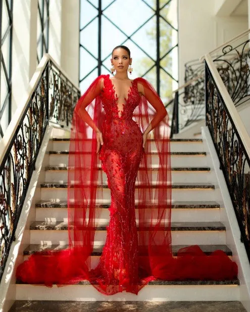 Bailee Elegant Long Red Evening Dress