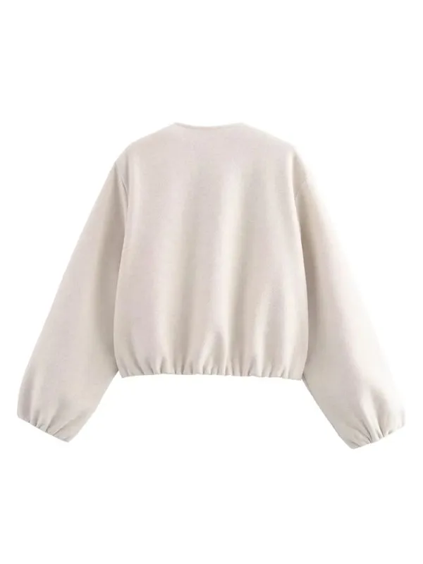 Balloon Sleeve Zip-Up Jacket for Effortless Style