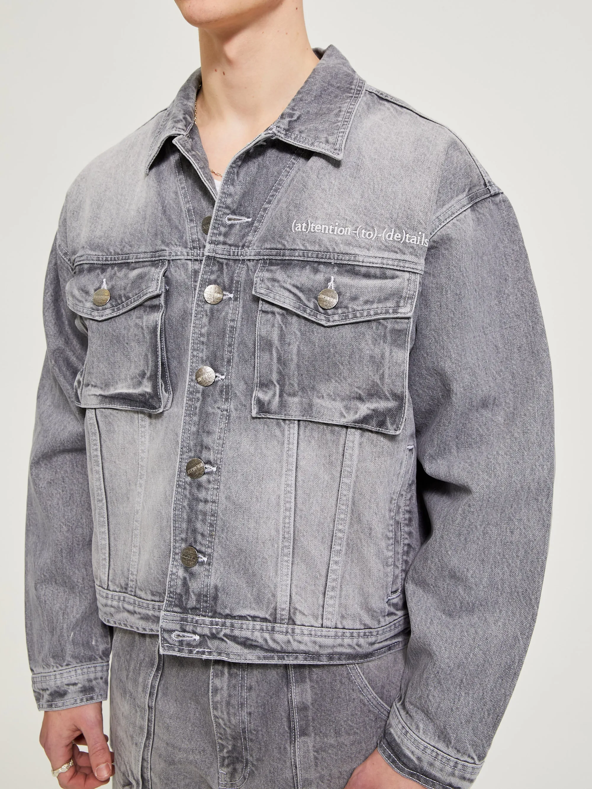 BOXY DENIM JACKET WASHED GREY