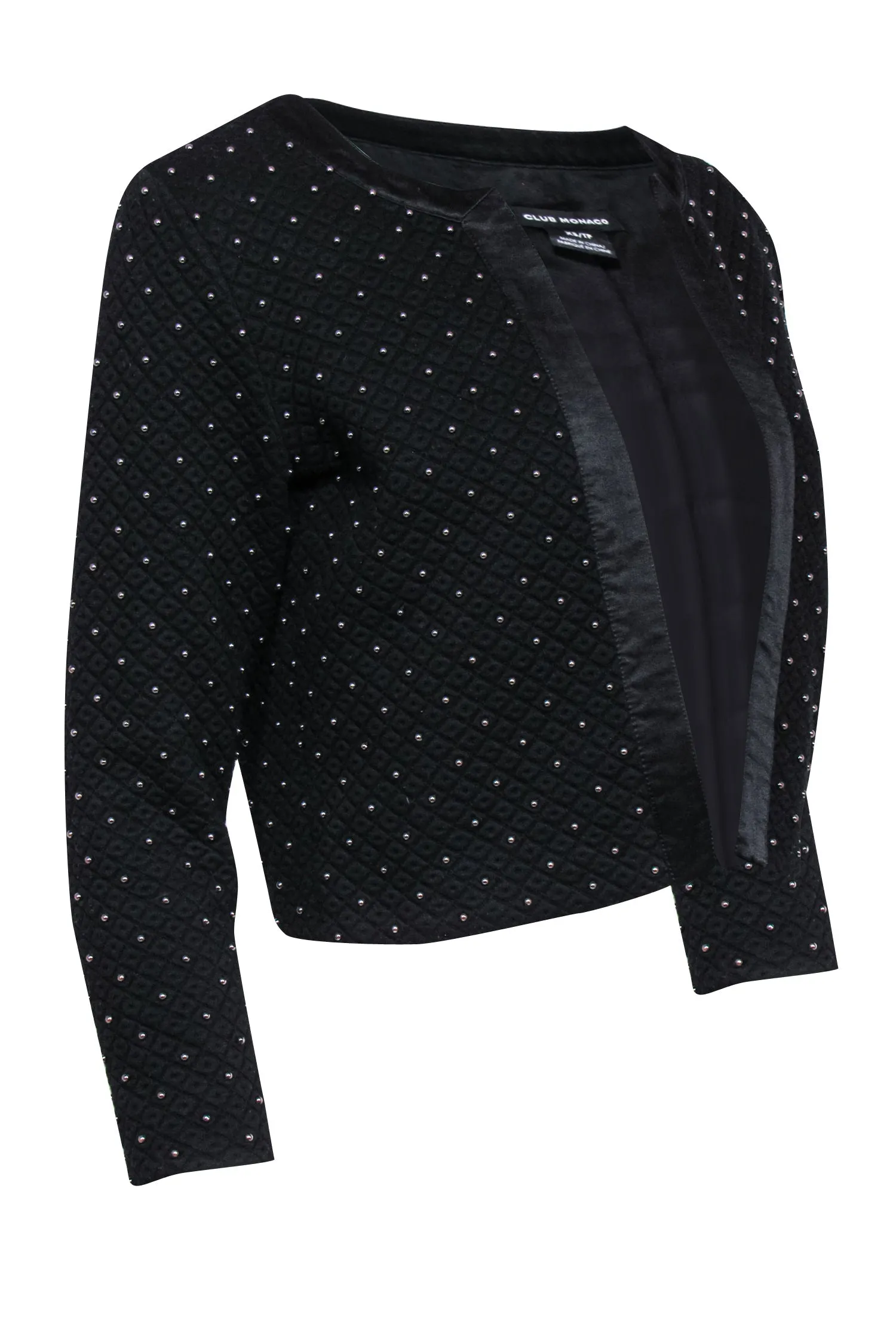 Club Monaco - Black & Silver Beaded Cropped Jacket Sz XS