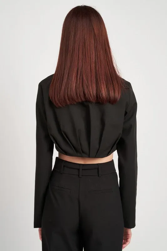 CROPPED JACKET WITH SHIRRED DETAIL