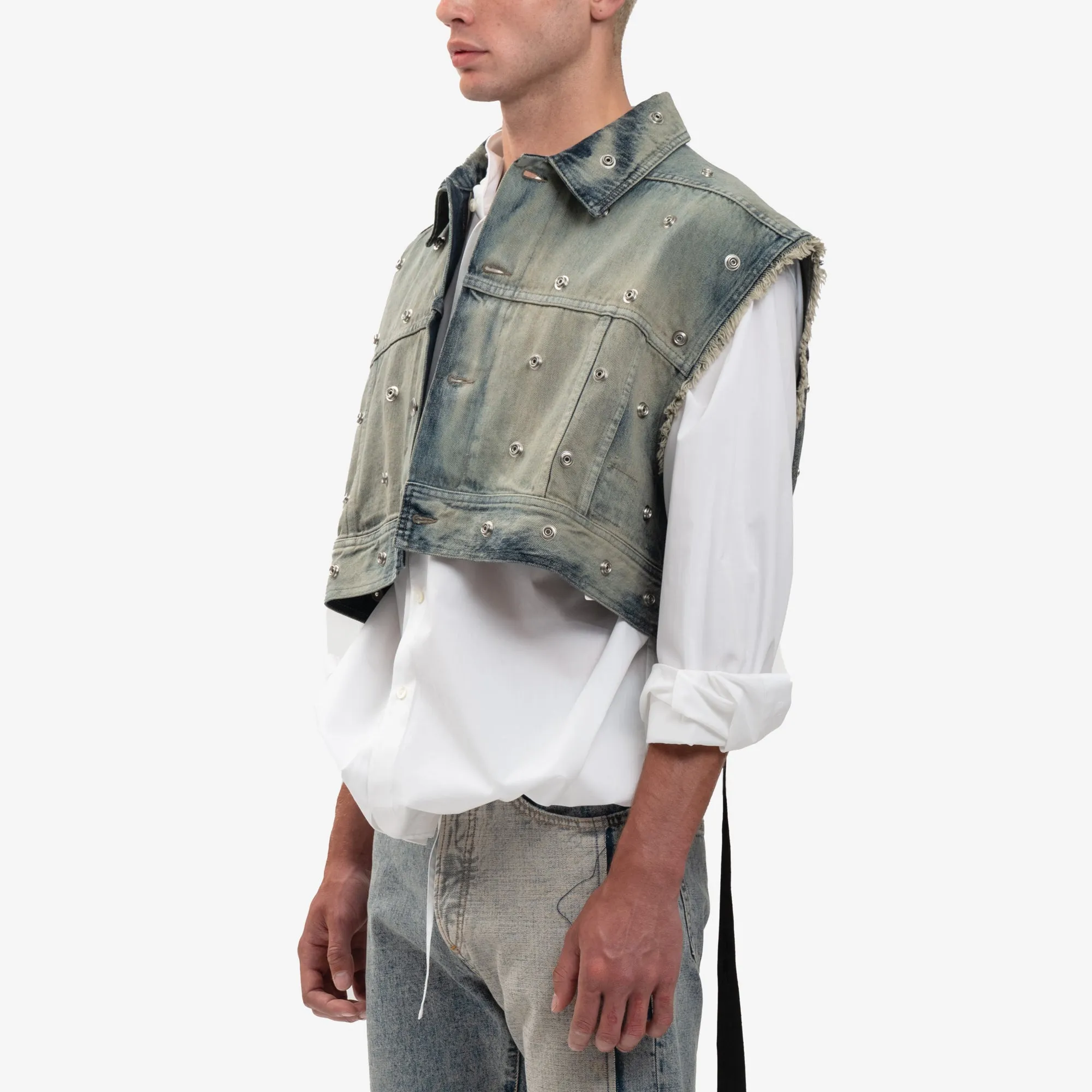 Cropped Sleeveless Jumbo Worker Jacket