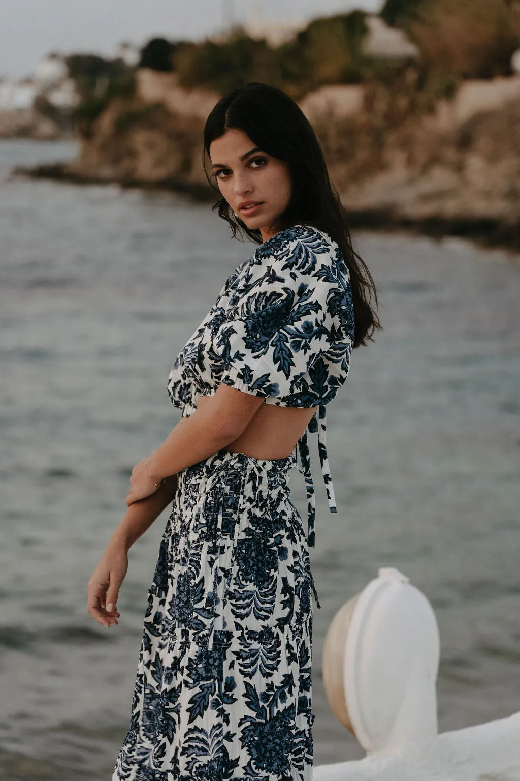 Diana Shirred Tiered Midi Skirt