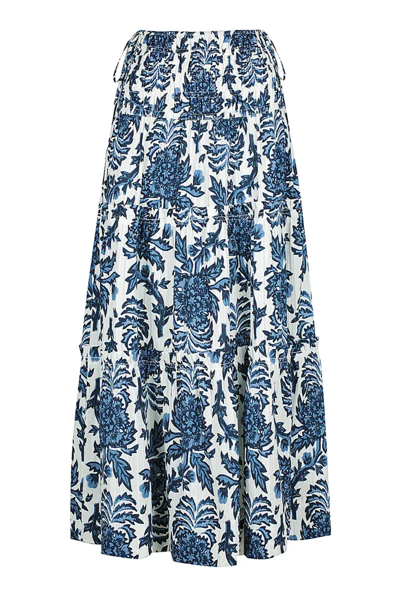 Diana Shirred Tiered Midi Skirt