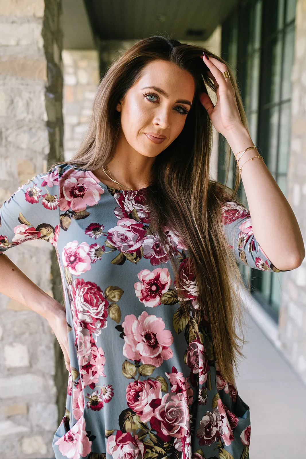 Jessi Dress Stone Floral