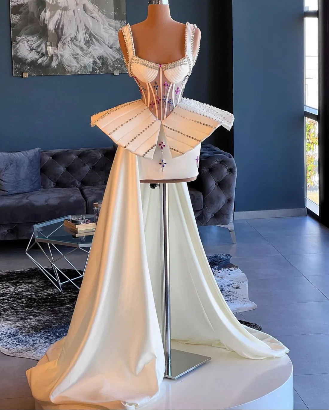 Meghan Luxury White Short Evening Dress