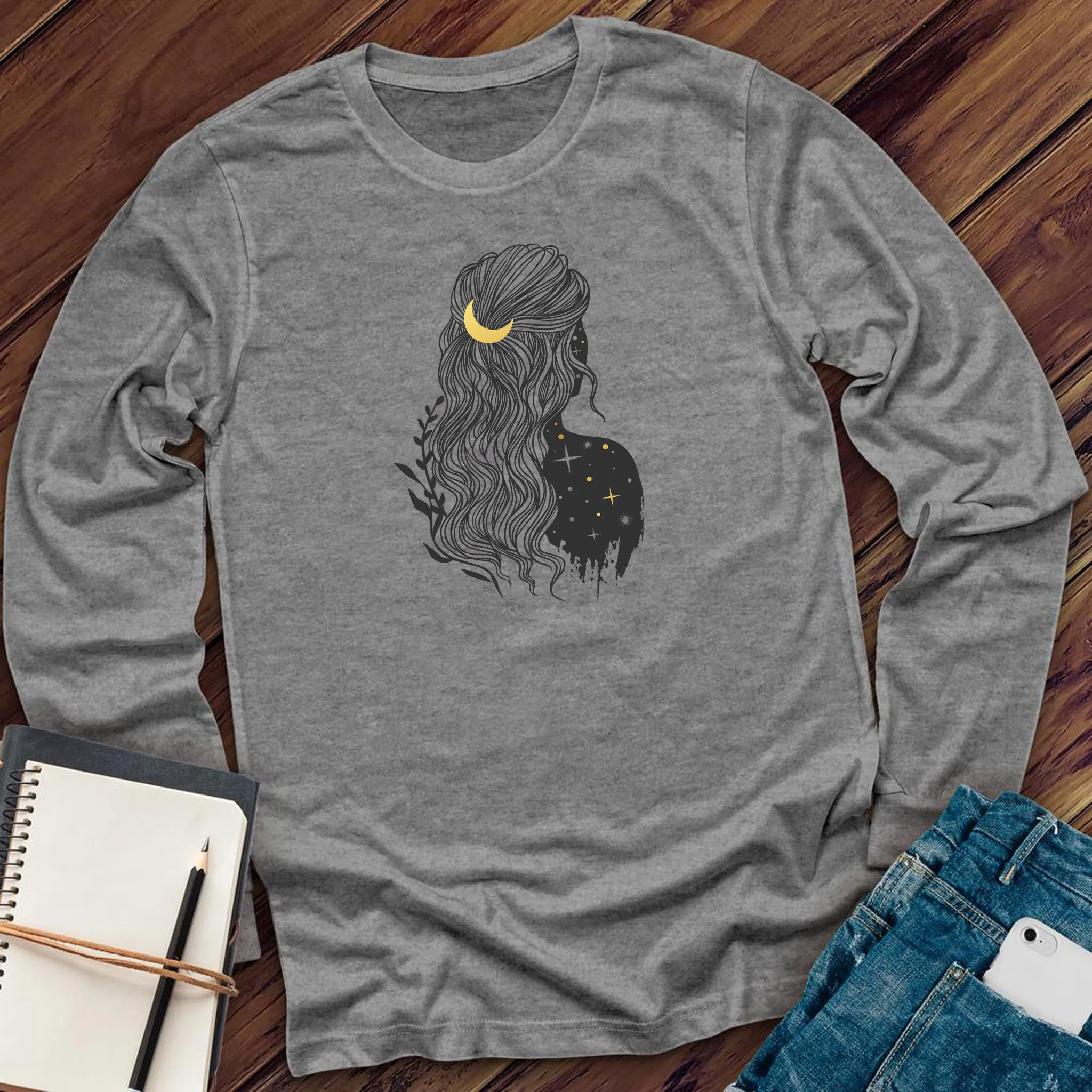 Moon and Stars Woman Long Sleeve