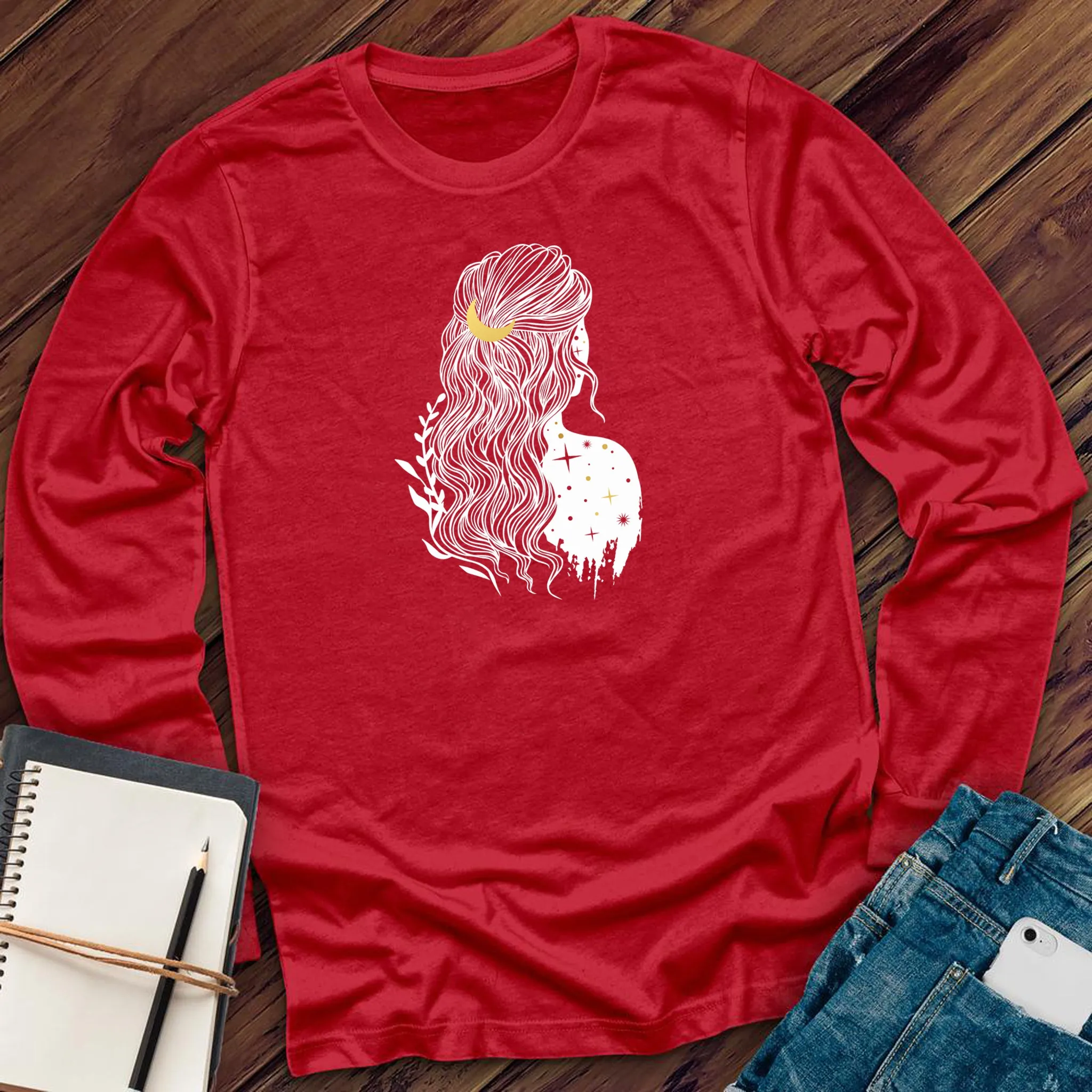 Moon and Stars Woman Long Sleeve