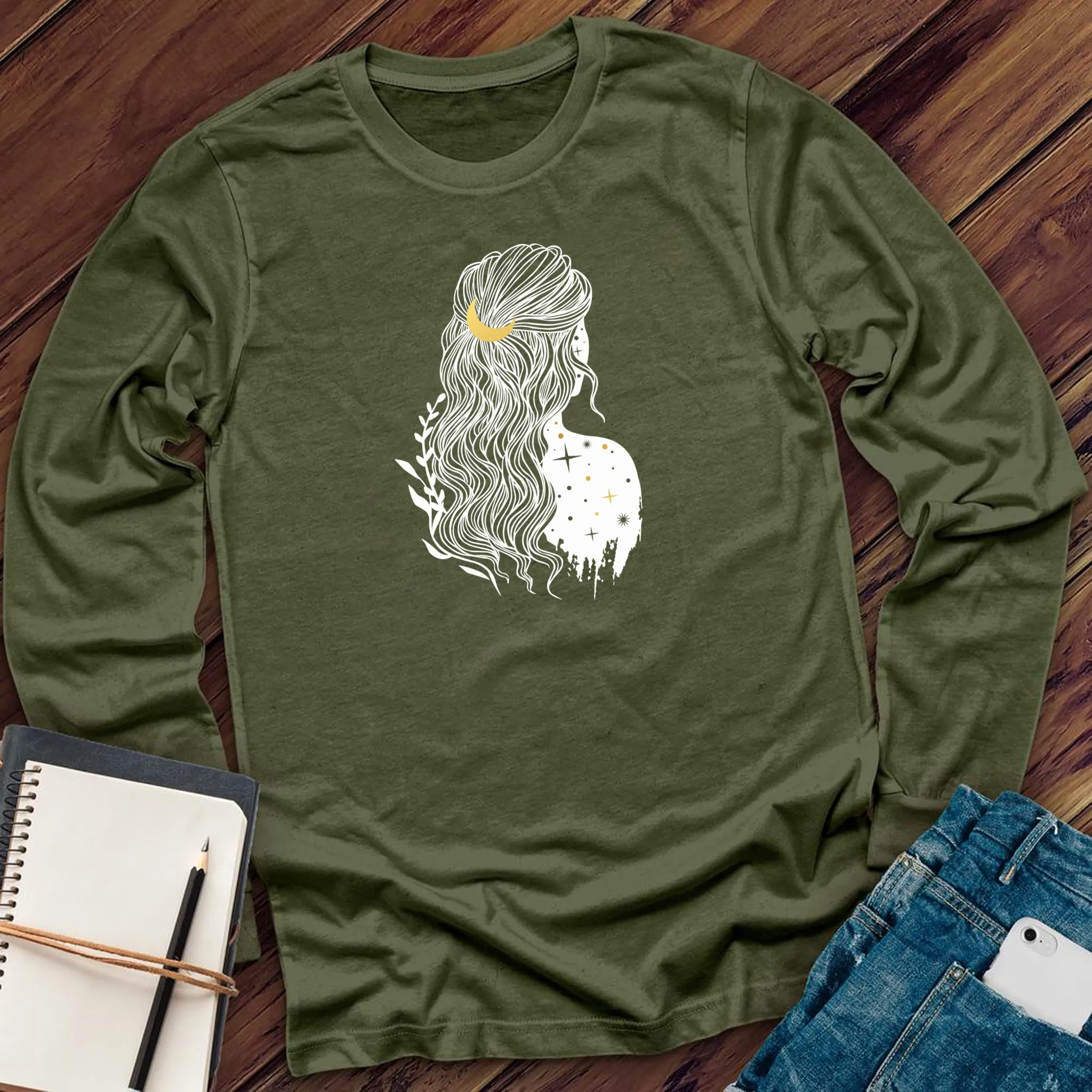 Moon and Stars Woman Long Sleeve
