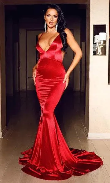 Plain Red Evening Dress