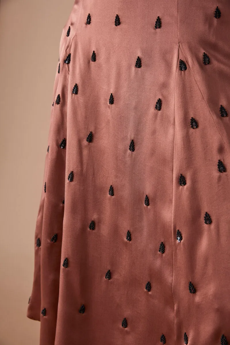 RAI BEADED SKIRT - TERRACOTTA