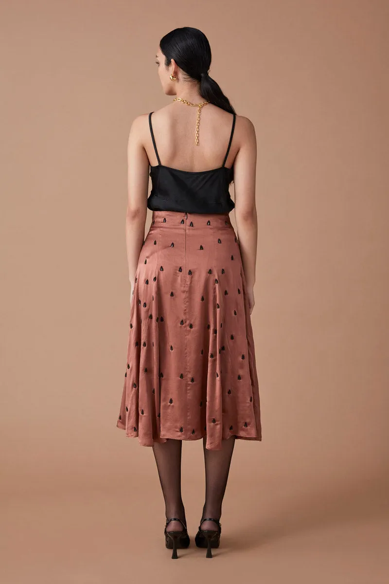 RAI BEADED SKIRT - TERRACOTTA