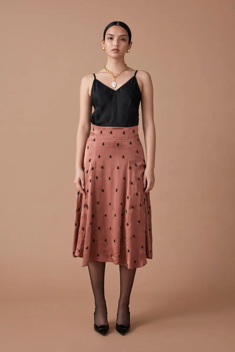 RAI BEADED SKIRT - TERRACOTTA