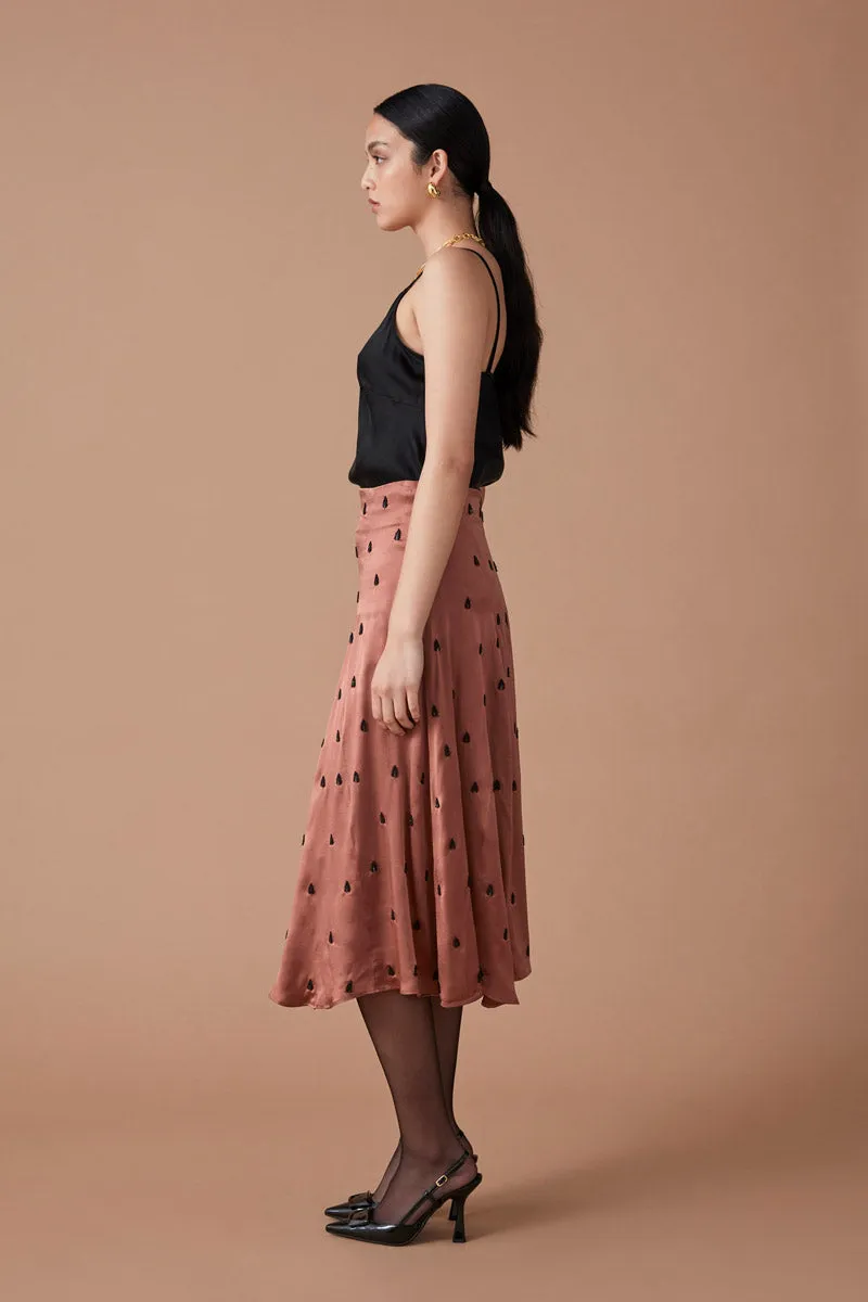 RAI BEADED SKIRT - TERRACOTTA