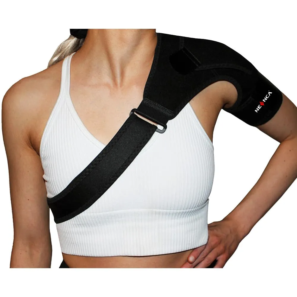 Recovery Shoulder Brace for Men and Women, Shoulder Stability Support Brace, Adjustable Fit Sleeve Wrap, Relief for Shoulder Injuries and Tendonitis, One Size Regular (BLACK)