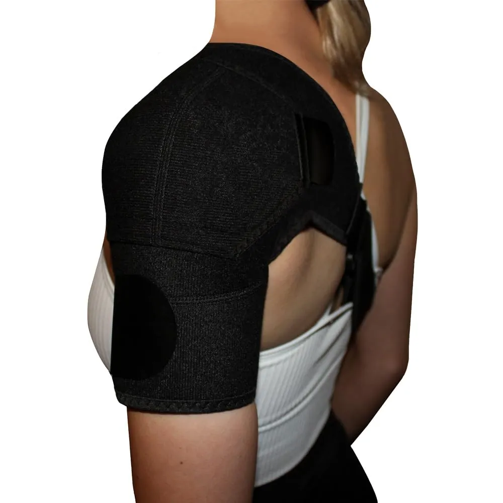 Recovery Shoulder Brace for Men and Women, Shoulder Stability Support Brace, Adjustable Fit Sleeve Wrap, Relief for Shoulder Injuries and Tendonitis, One Size Regular (BLACK)