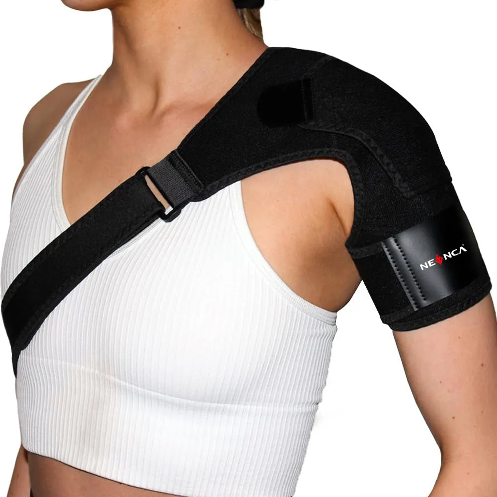 Recovery Shoulder Brace for Men and Women, Shoulder Stability Support Brace, Adjustable Fit Sleeve Wrap, Relief for Shoulder Injuries and Tendonitis, One Size Regular (BLACK)