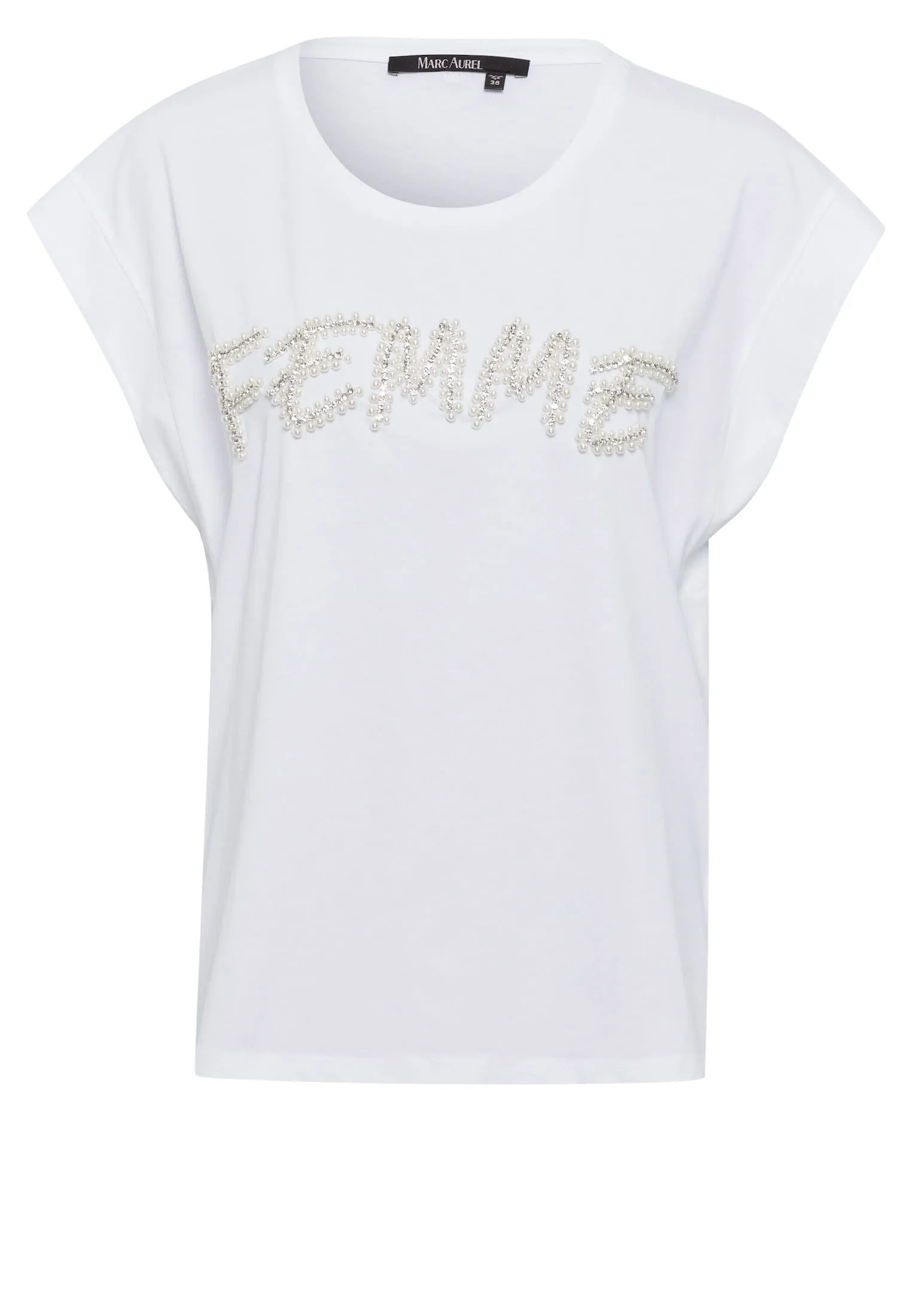 T-shirt with Pearl Embroidery - White