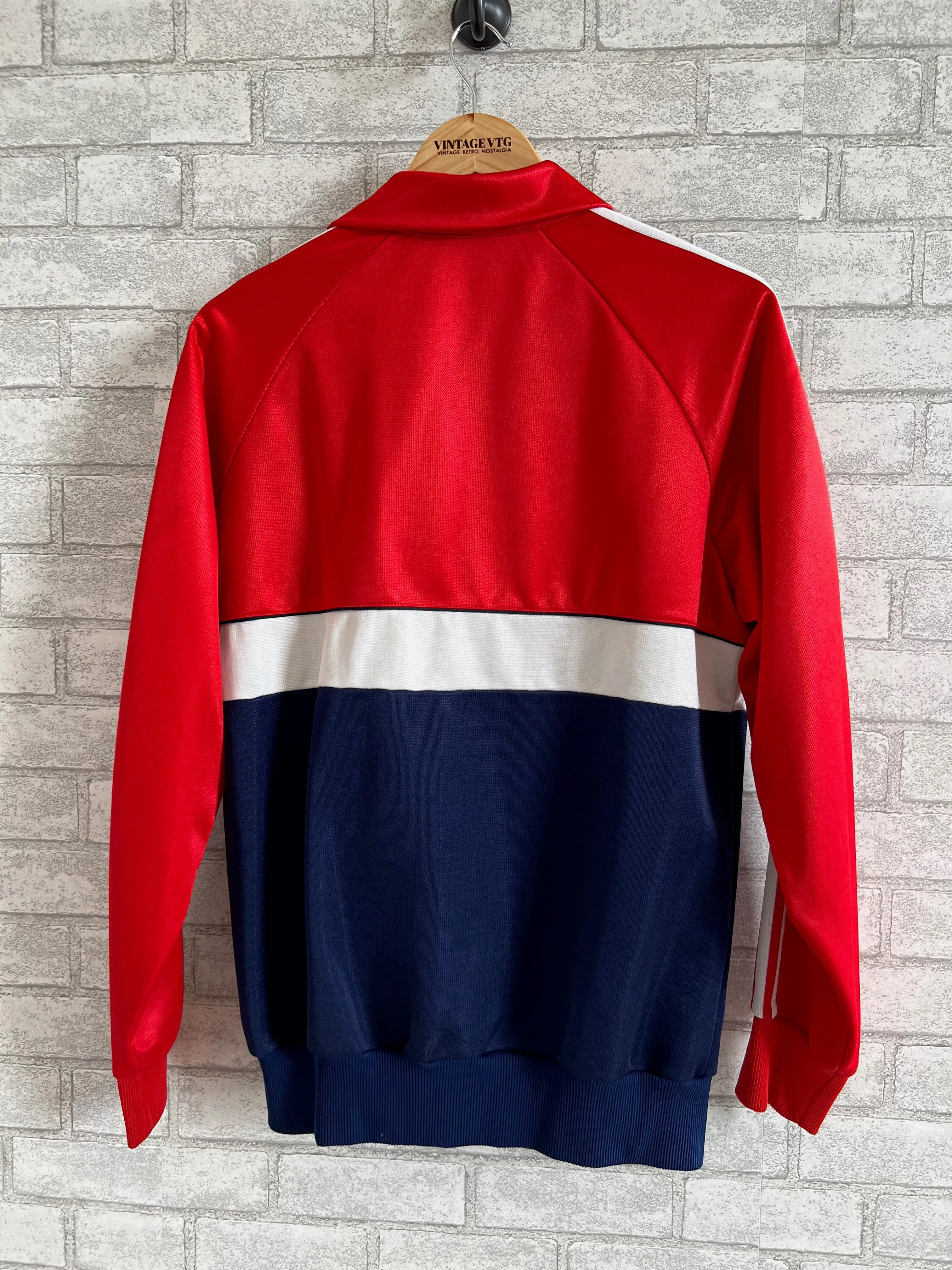 Vintage 80's 90's Adidas Track Jacket. Red, Blue and white stripe