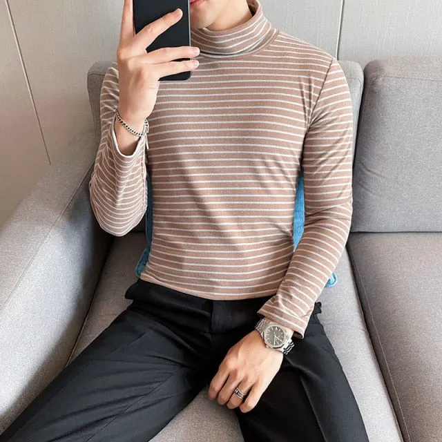 White Horizontal Stripes Decorated Long Sleeve T-Shirt